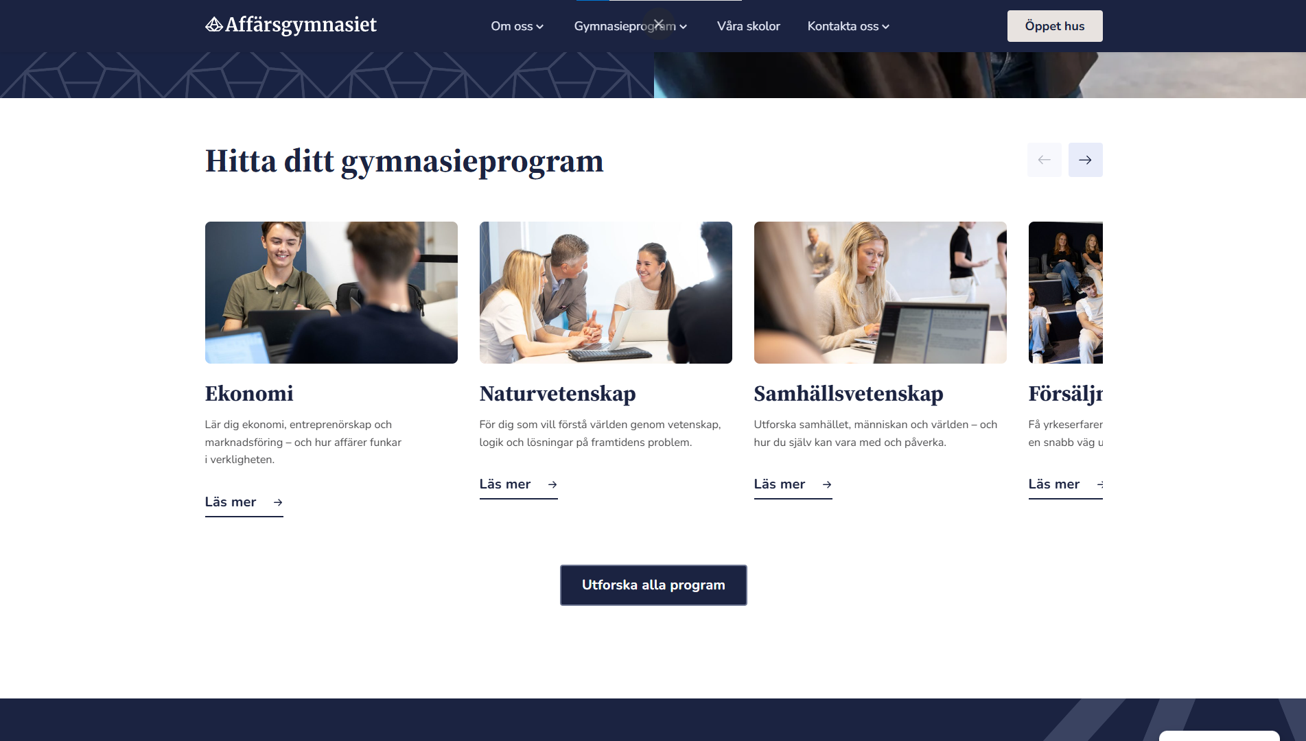Affärsgymnasiet Website